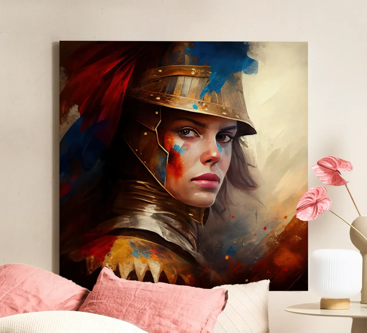 Mächtige mittelalterliche Kriegerin Leinwand mit Schattenfugenrahmen von Chromatic Fusion Studio