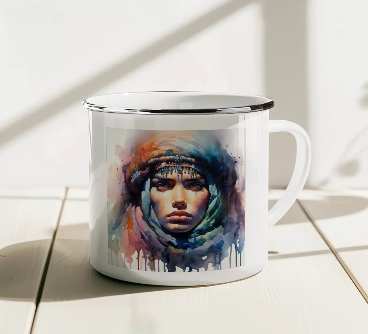 Potente donna tuareg tazza in smalto da Chromatic Fusion Studio