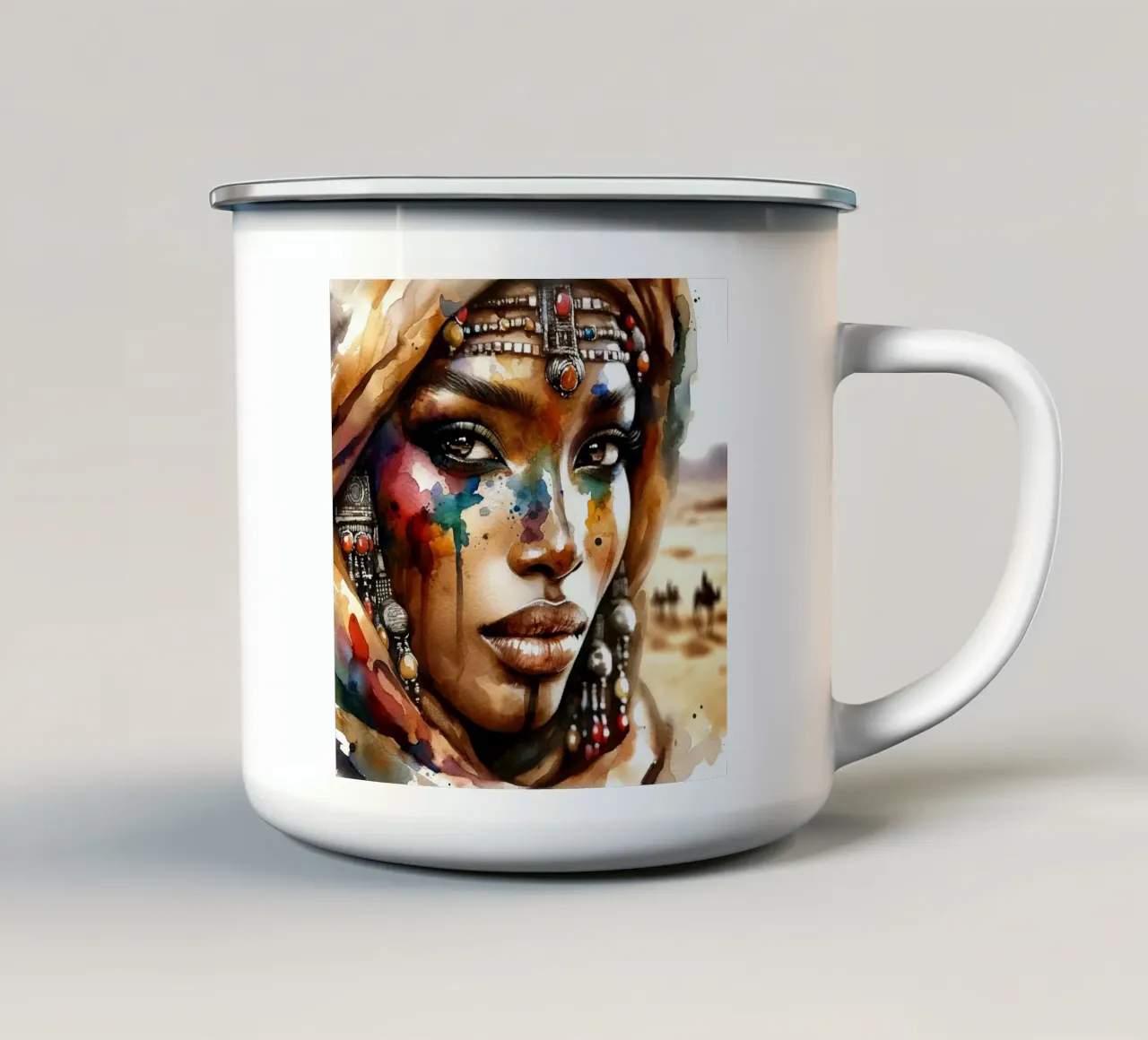 Potente donna tuareg tazza in smalto da Chromatic Fusion Studio