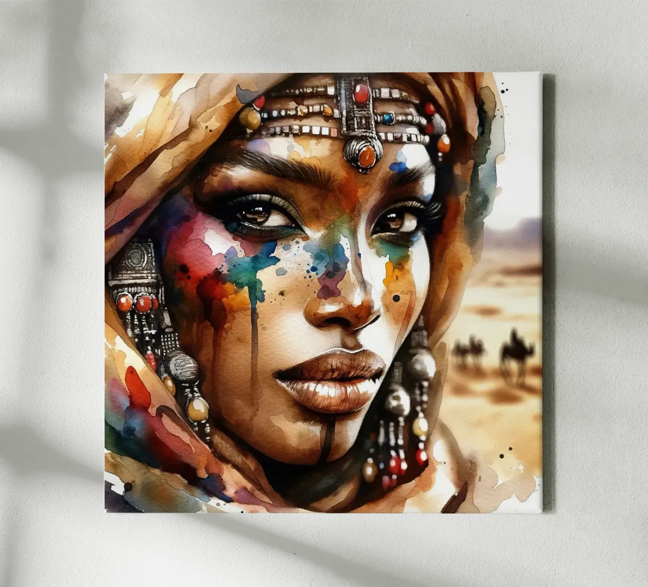 Poderosa mujer tuareg lienzo con Marco flotante de Chromatic Fusion Studio