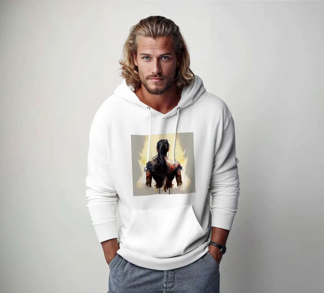 Poderosa Mujer de Espalda Guerrera sudadera con capucha de Chromatic Fusion Studio