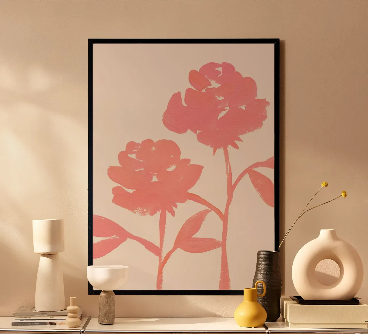 2 Rose - Rosa poster con telaio in alluminio da intemporalis