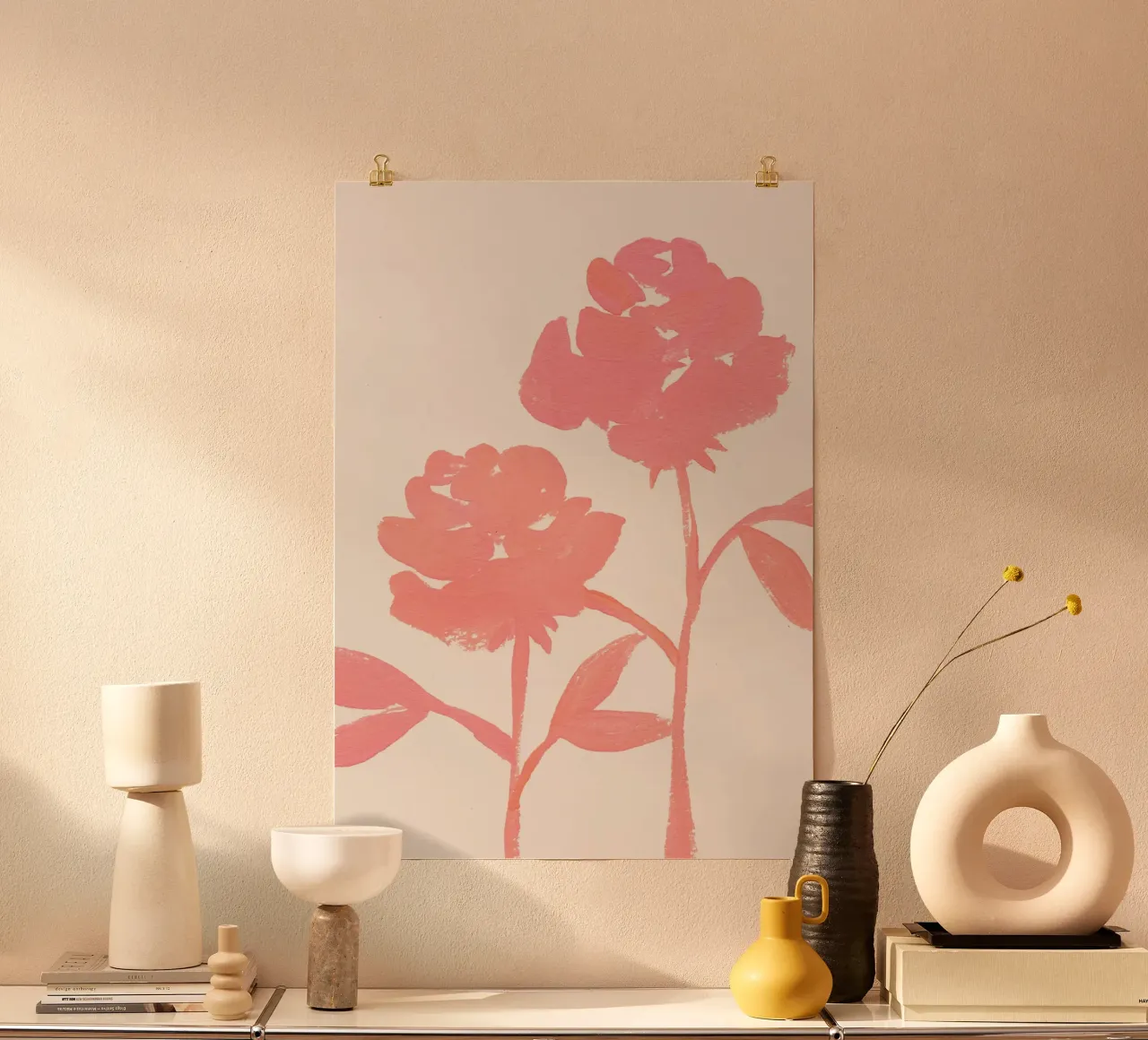 2 Rose - Rosa poster con telaio in alluminio da intemporalis