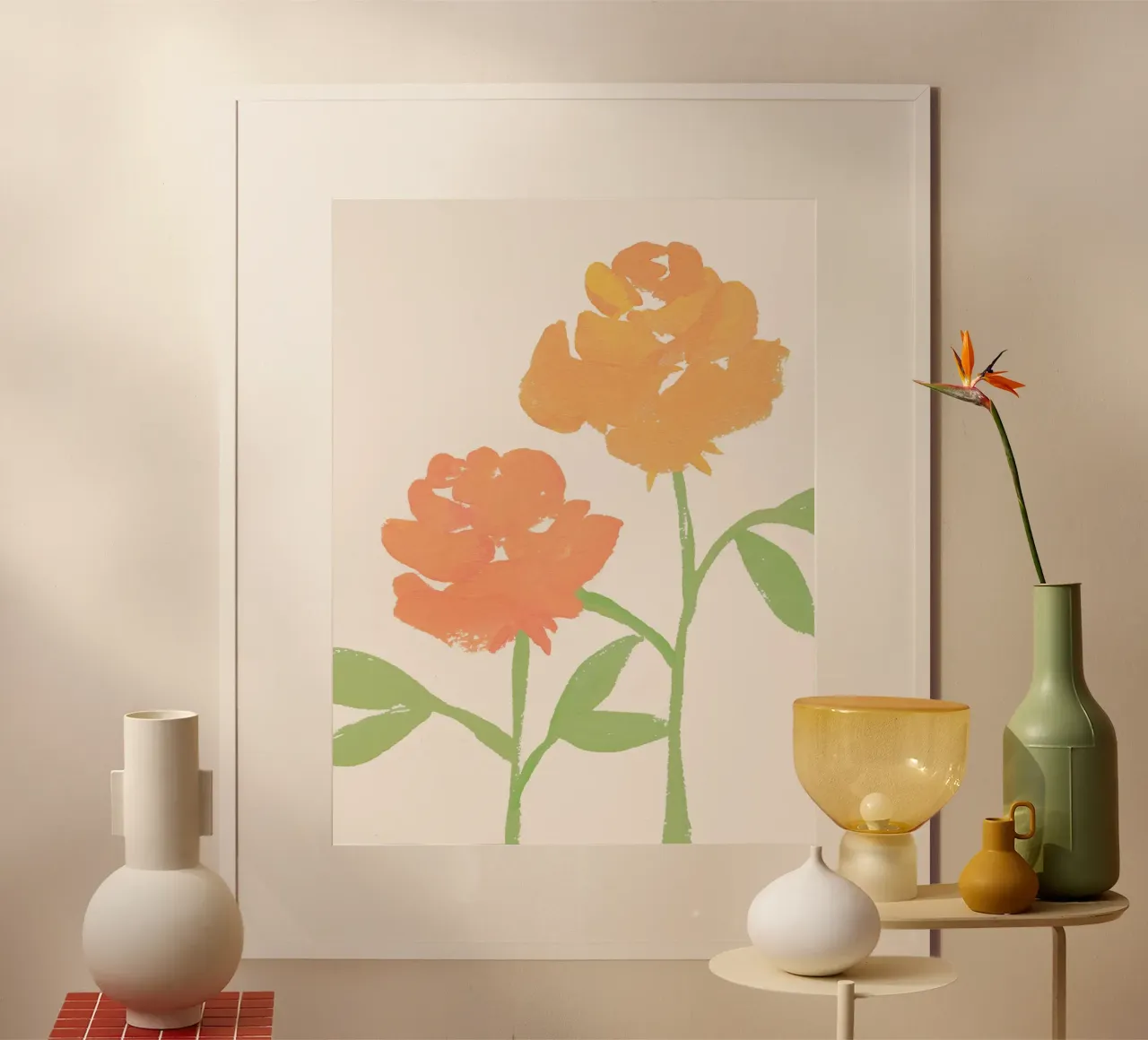 2 Rose - Oro Arancione poster con telaio in alluminio da intemporalis