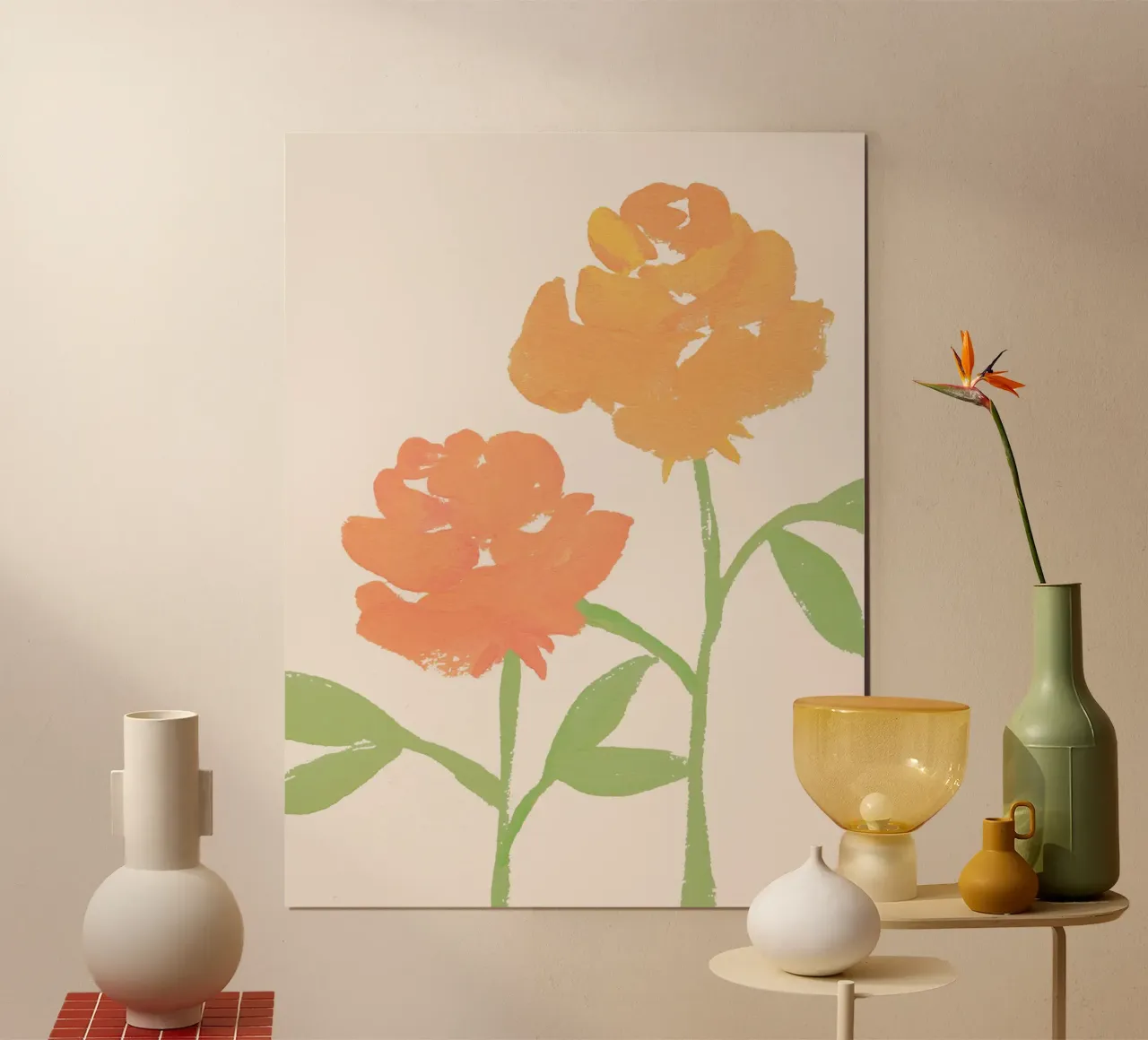 2 Rose - Oro Arancione poster con telaio in alluminio da intemporalis
