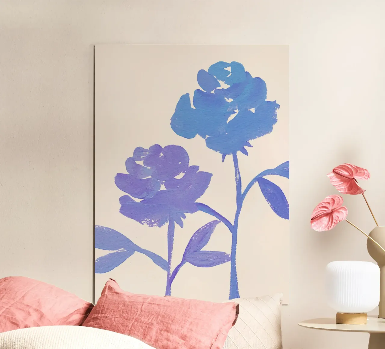 2 Rose - Blu poster con telaio in alluminio da intemporalis