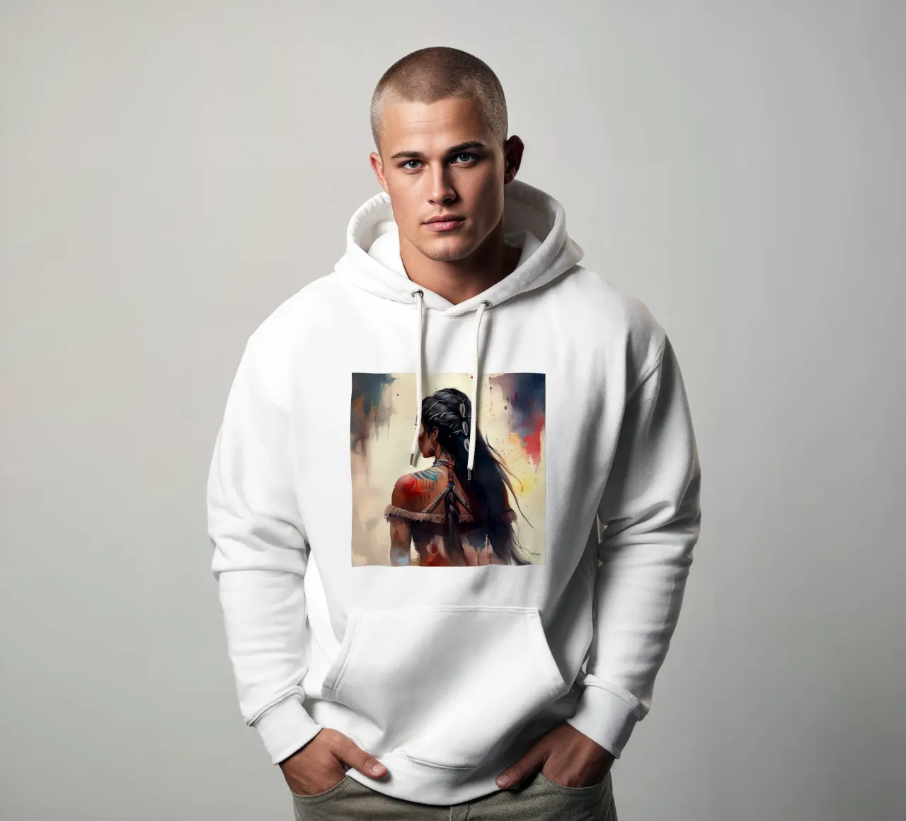 Poderosa Mujer de Espalda Guerrera sudadera con capucha de Chromatic Fusion Studio