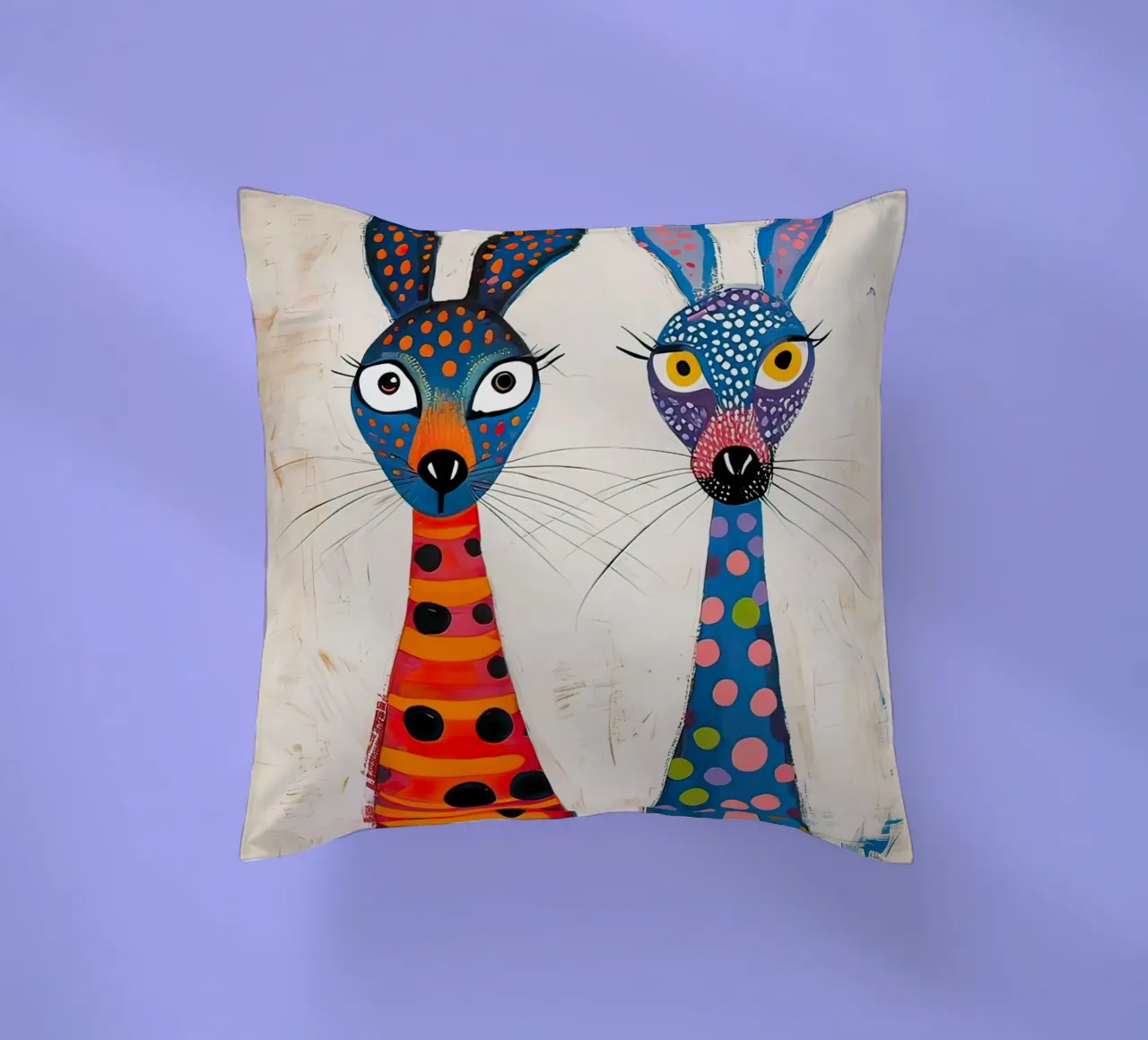 Two very friendly rabbits decorative cushion by 🎨 Point and Art
