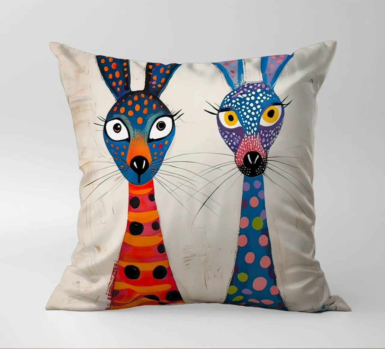 Two very friendly rabbits decorative cushion by 🎨 Point and Art