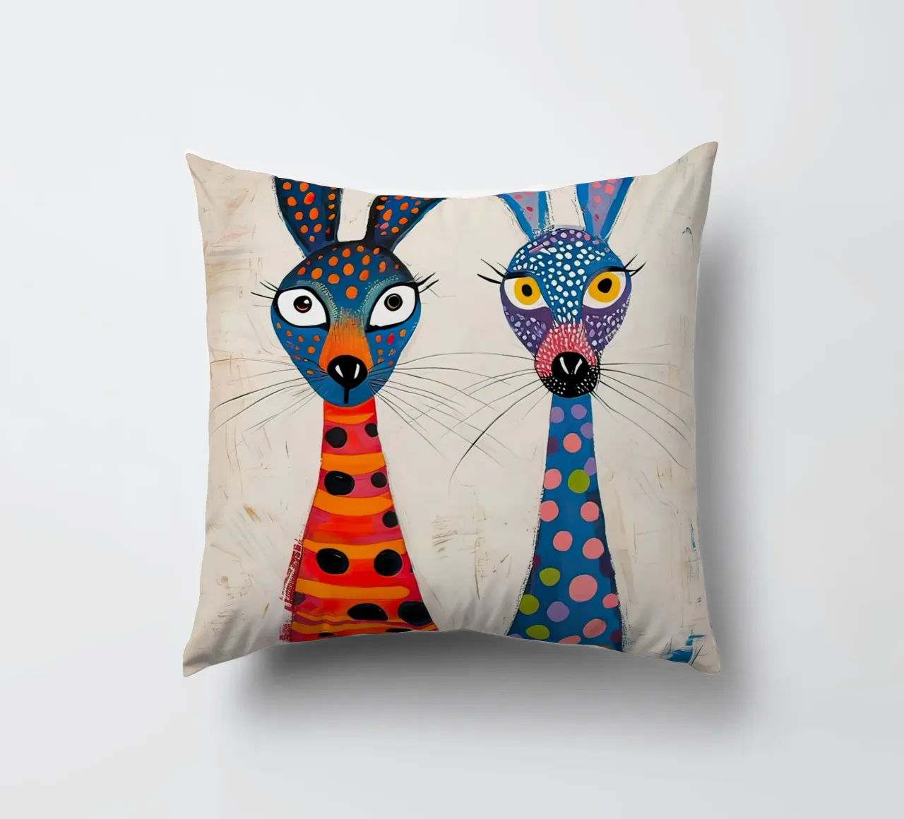 Two very friendly rabbits decorative cushion by 🎨 Point and Art