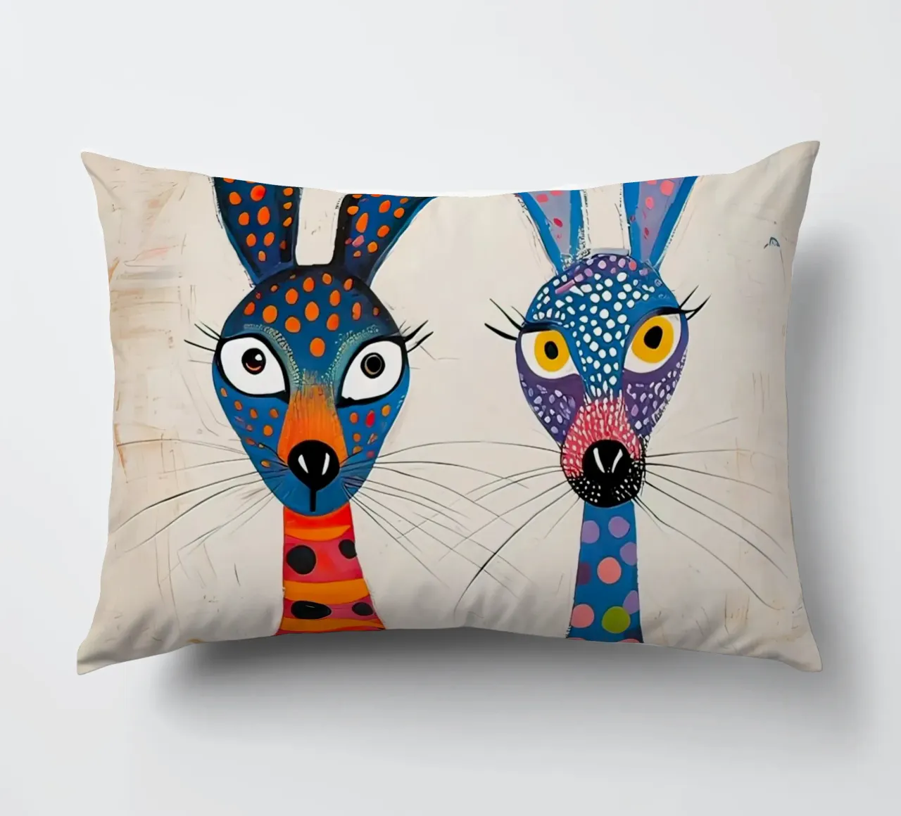 Two very friendly rabbits decorative cushion by 🎨 Point and Art