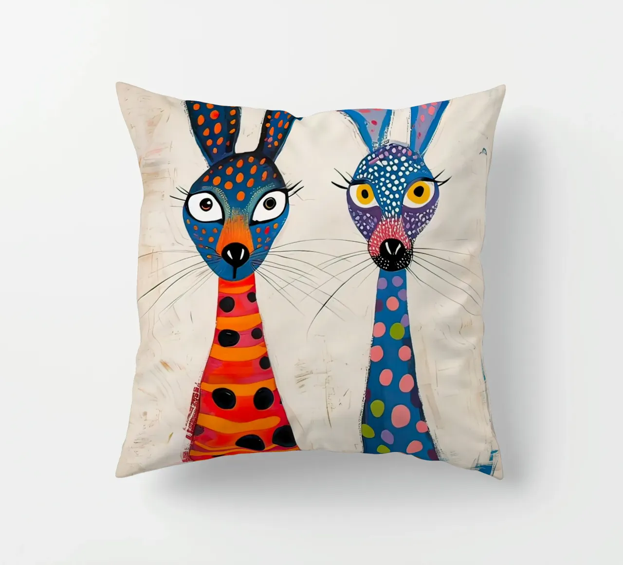 Two very friendly rabbits decorative cushion by 🎨 Point and Art