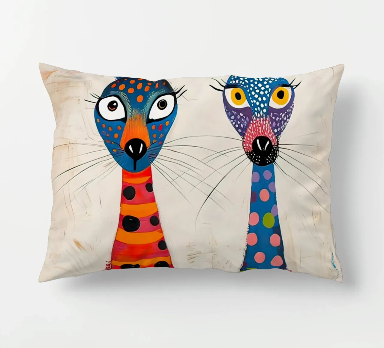 Two very friendly rabbits decorative cushion by 🎨 Point and Art