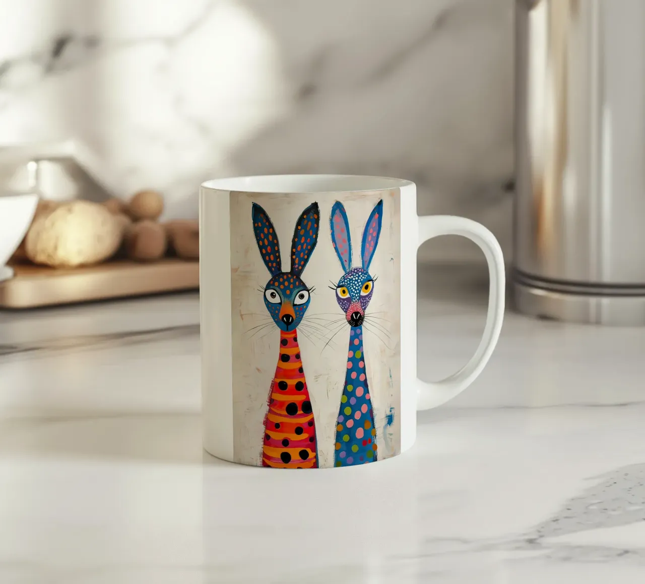 Two very friendly rabbits ceramic mug by 🎨 Point and Art