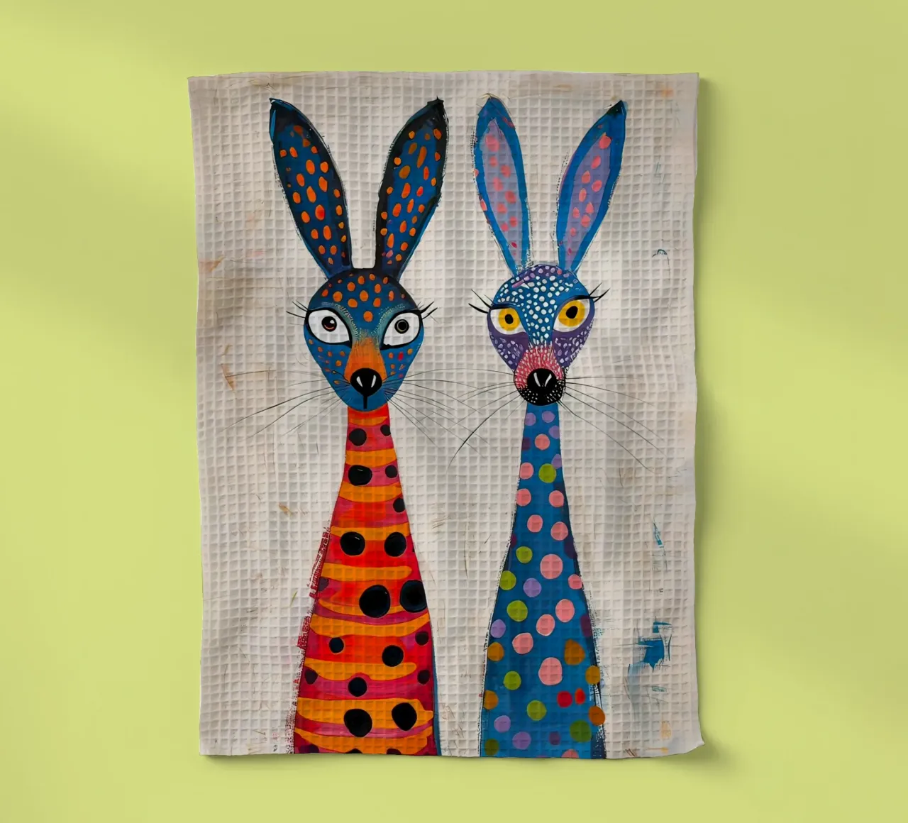 Deux lapins très sympathiques torchon de 🎨 Point and Art