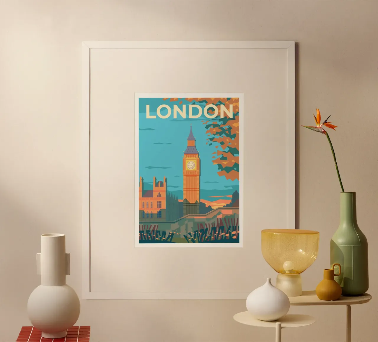 Londra, Regno Unito poster con telaio in legno da Wanderlust Vibes