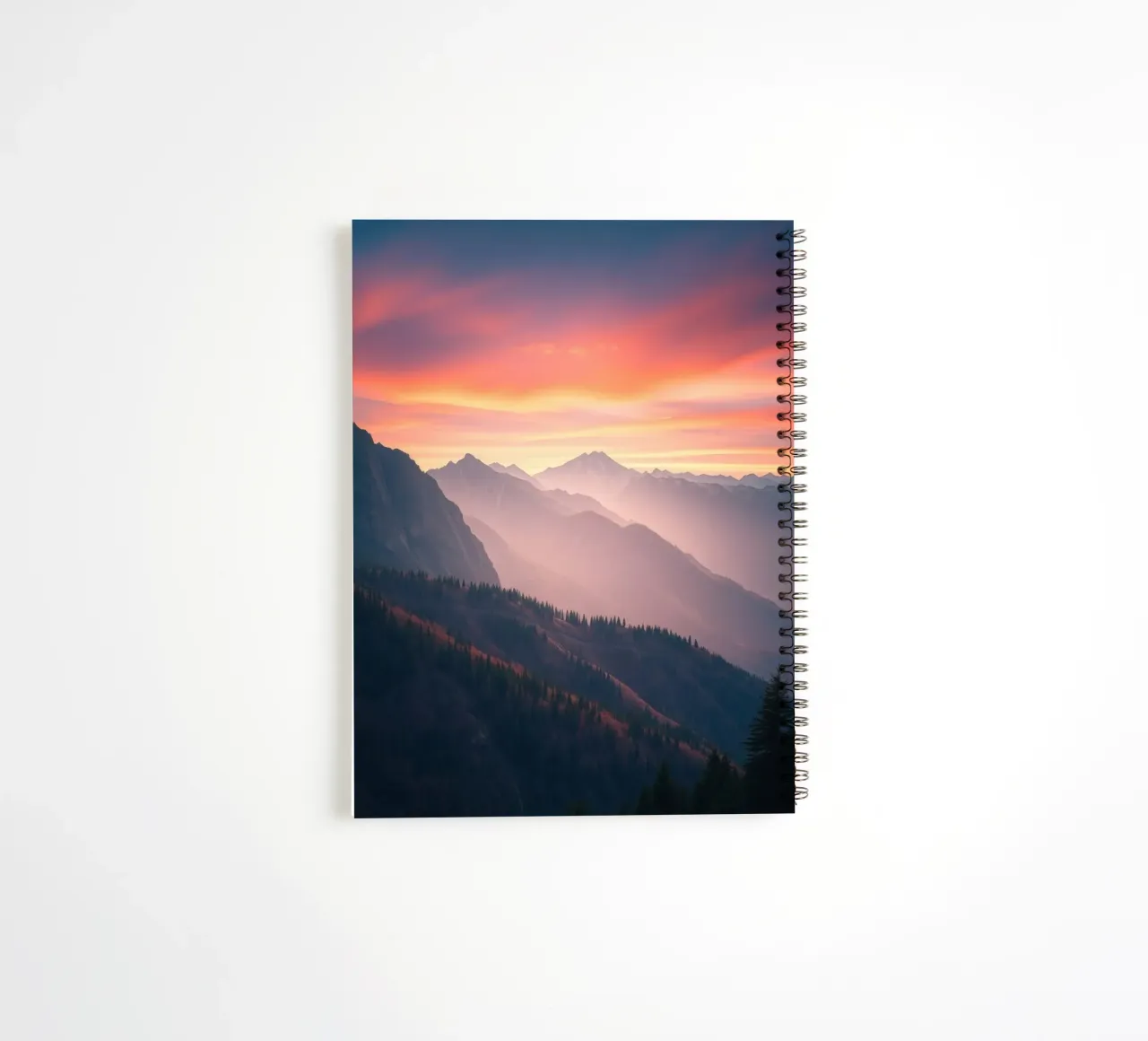 Stunning sunset over mountains creates a calm and abstract spiral notebook by DesignDoodle