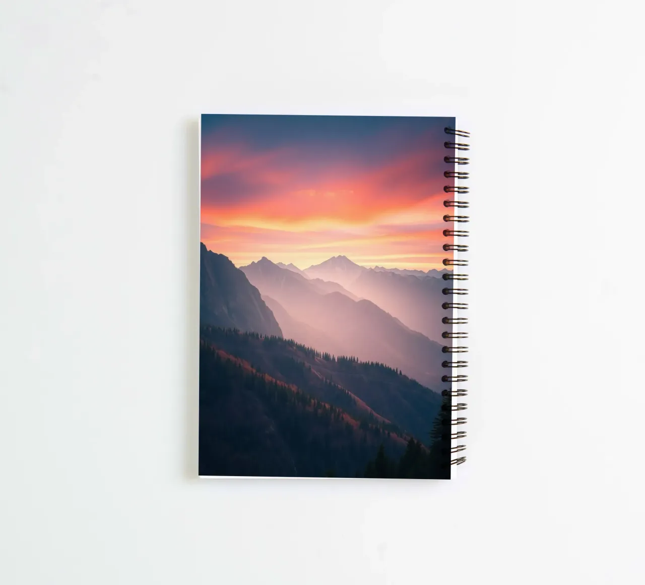 Stunning sunset over mountains creates a calm and abstract spiral notebook by DesignDoodle