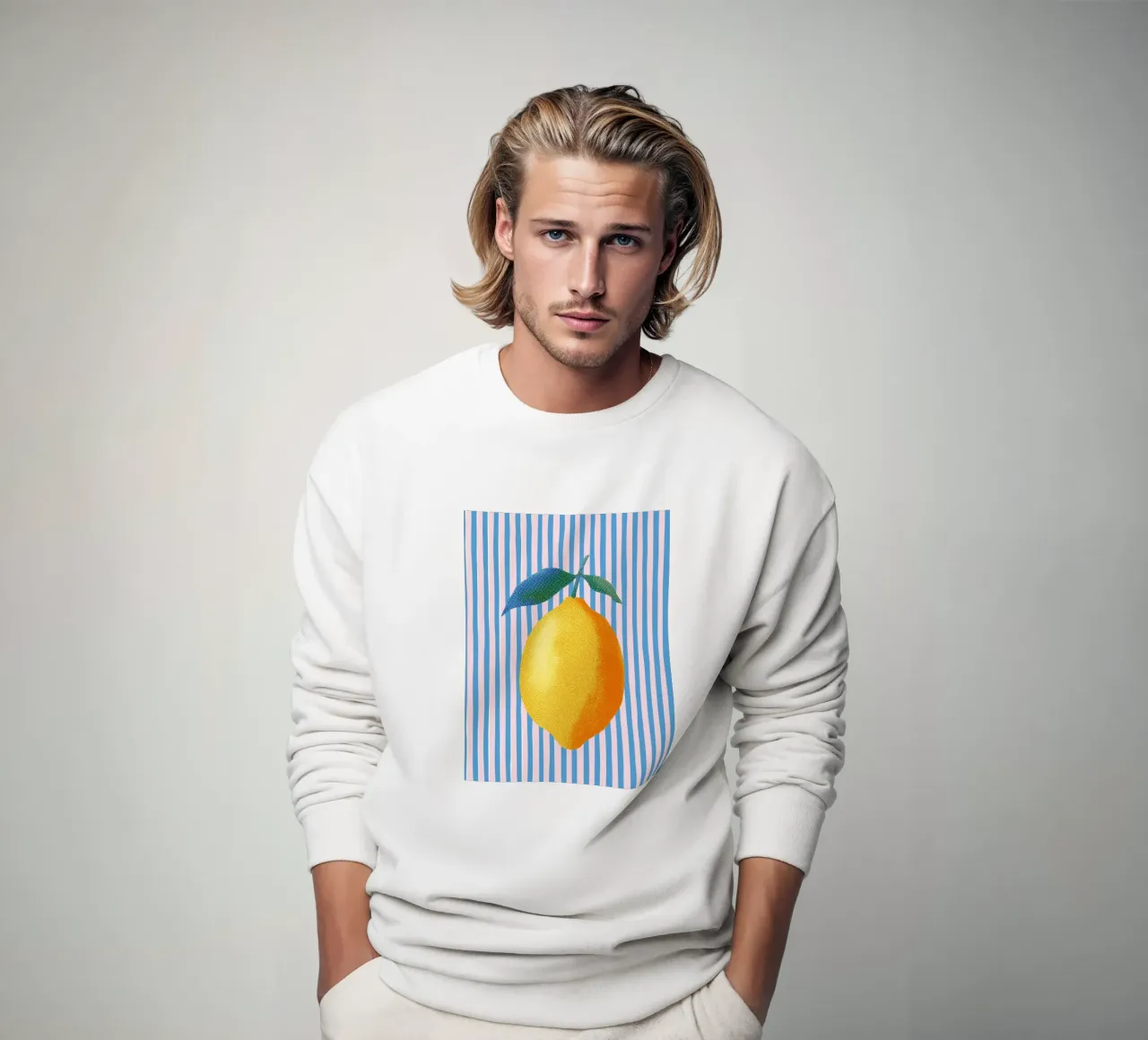 Streifenkunst mit Zitrone Sweatshirt von Carinaprint