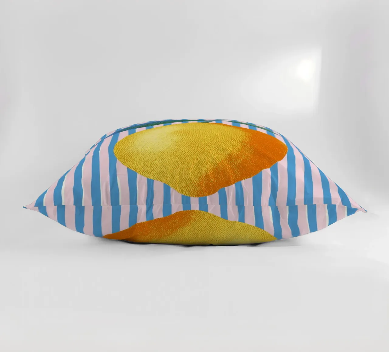 Stripe art with lemon decorative cushion by Carinaprint