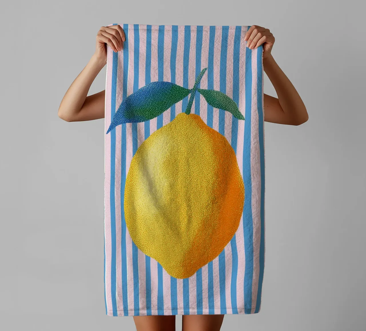 Streifenkunst mit Zitrone Handtuch von Carinaprint