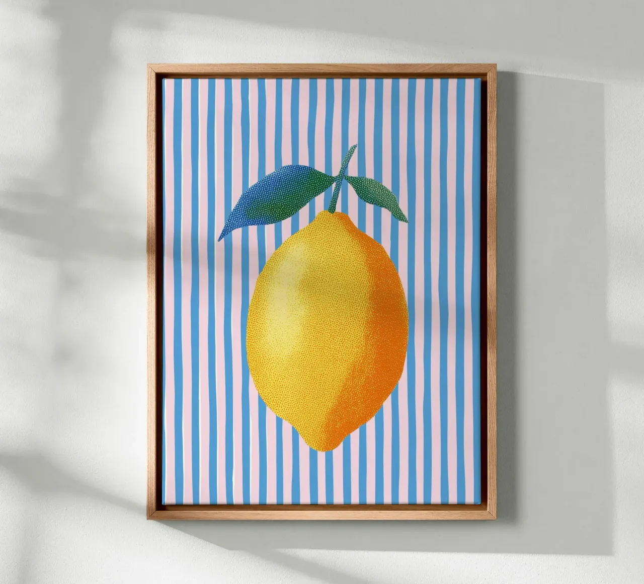 Stripe art with lemon canvas by Carinaprint