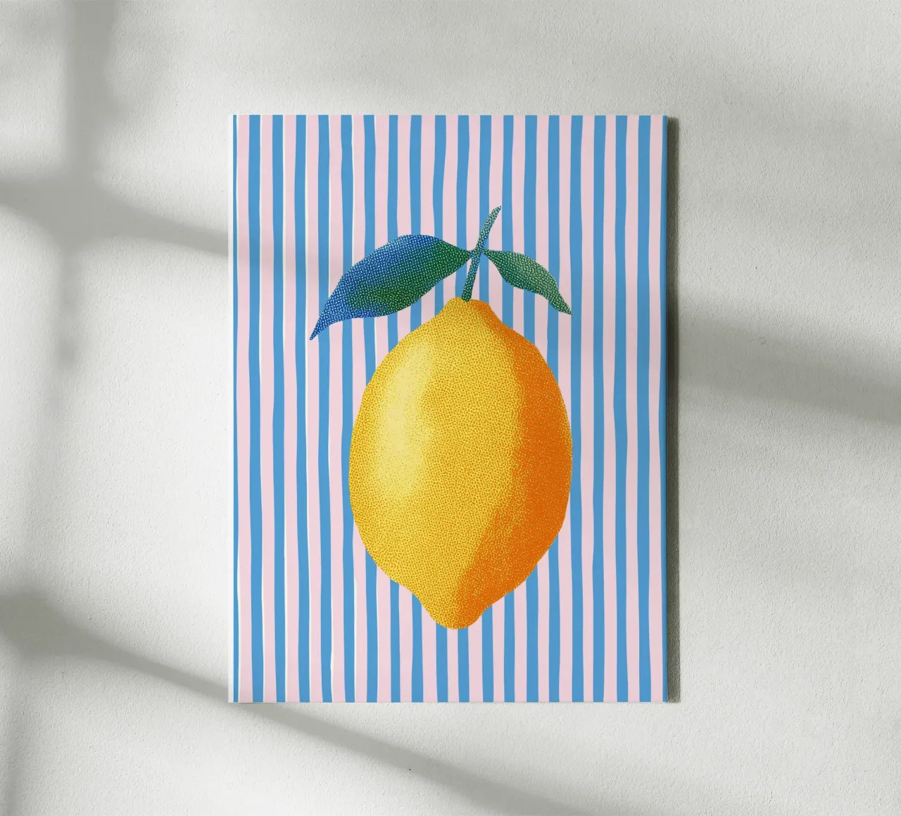 Stripe art with lemon canvas by Carinaprint