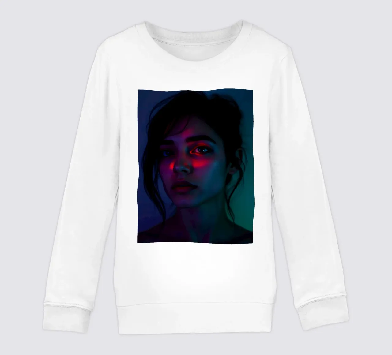 retrato de una joven resaltando luces y sombras sudadera para niño de DesignDoodle