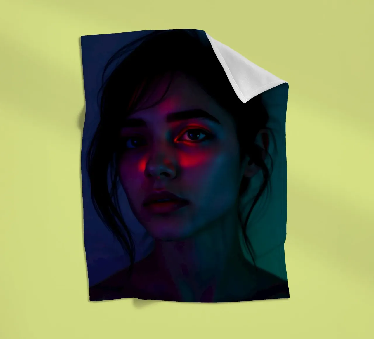 ritratto di una giovane donna che evidenzia luci e ombre coperta in pile da DesignDoodle