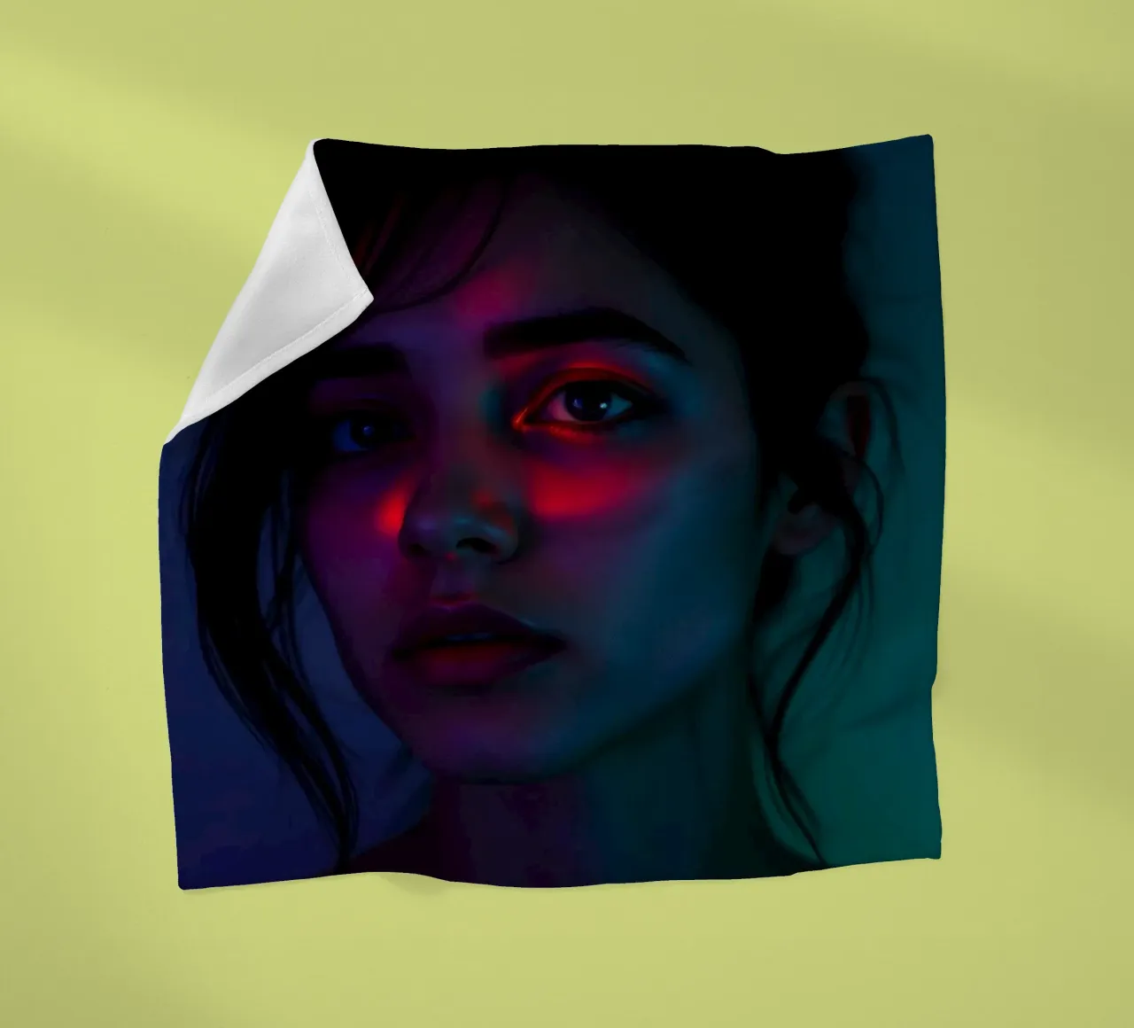 ritratto di una giovane donna che evidenzia luci e ombre coperta in pile da DesignDoodle