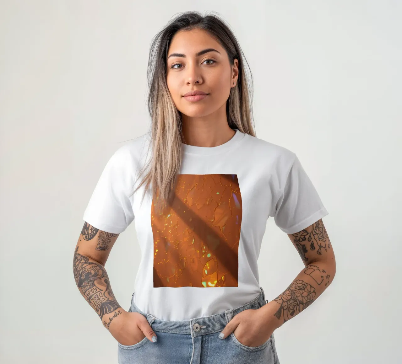 abstract ontwerp met textuuroppervlak, warm zonlicht t-shirt van DesignDoodle