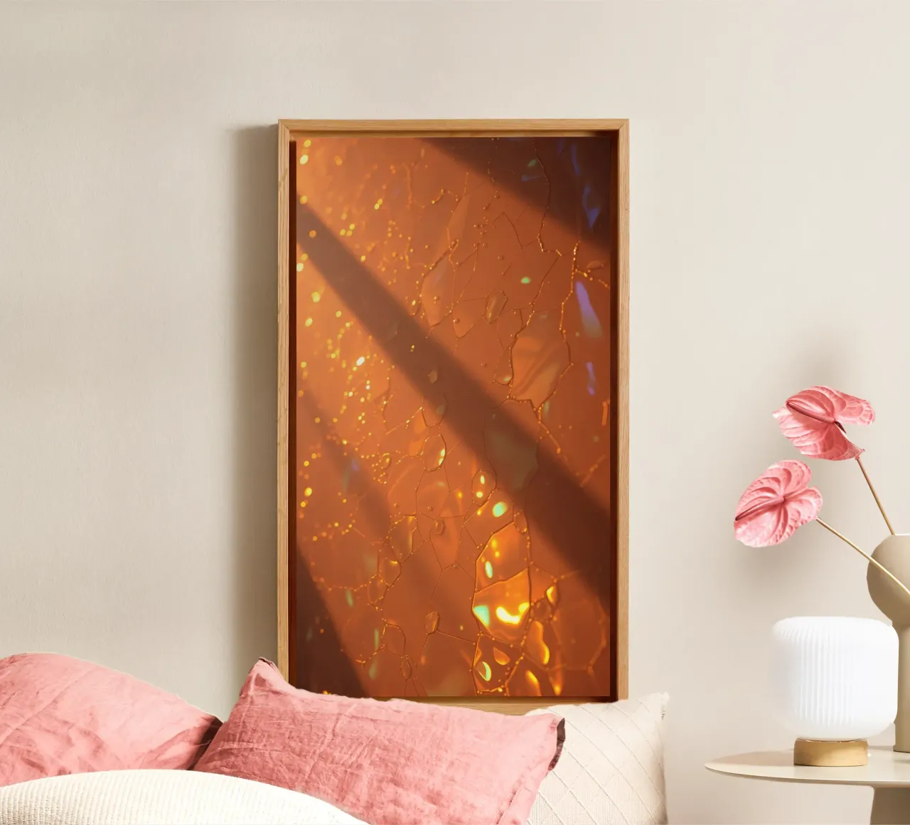 abstract ontwerp met textuuroppervlak, warm zonlicht canvas van DesignDoodle