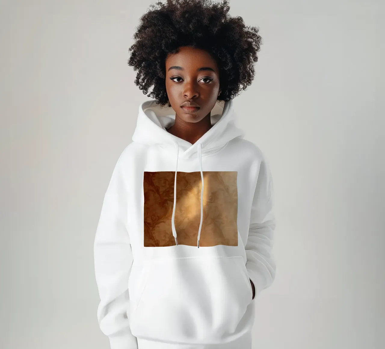 Design mural abstrait élégant avec des tons chauds et une lumière douce sweat à capuche de DesignDoodle