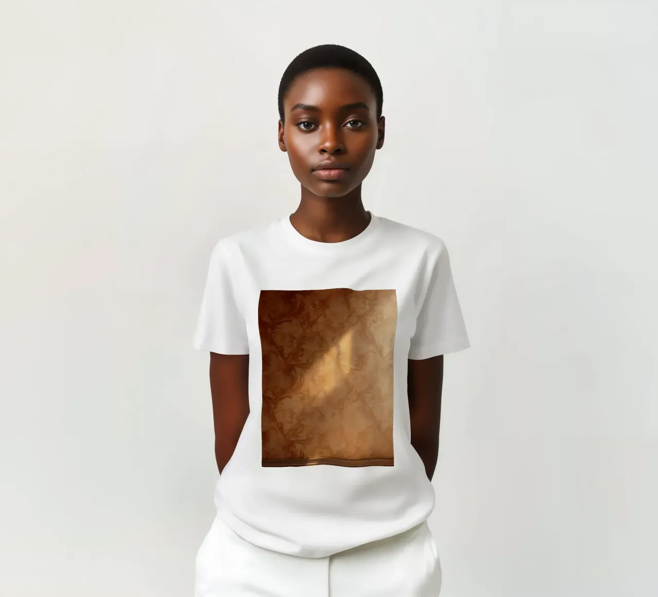 Design mural abstrait élégant avec des tons chauds et une lumière douce t-shirt de DesignDoodle