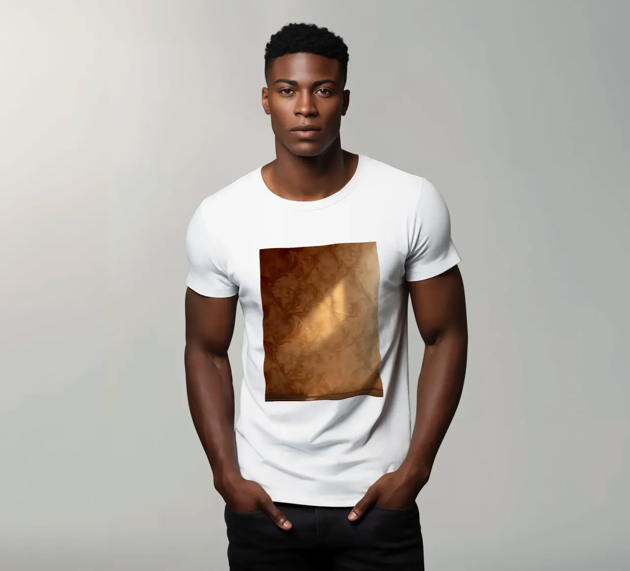 Design mural abstrait élégant avec des tons chauds et une lumière douce t-shirt de DesignDoodle