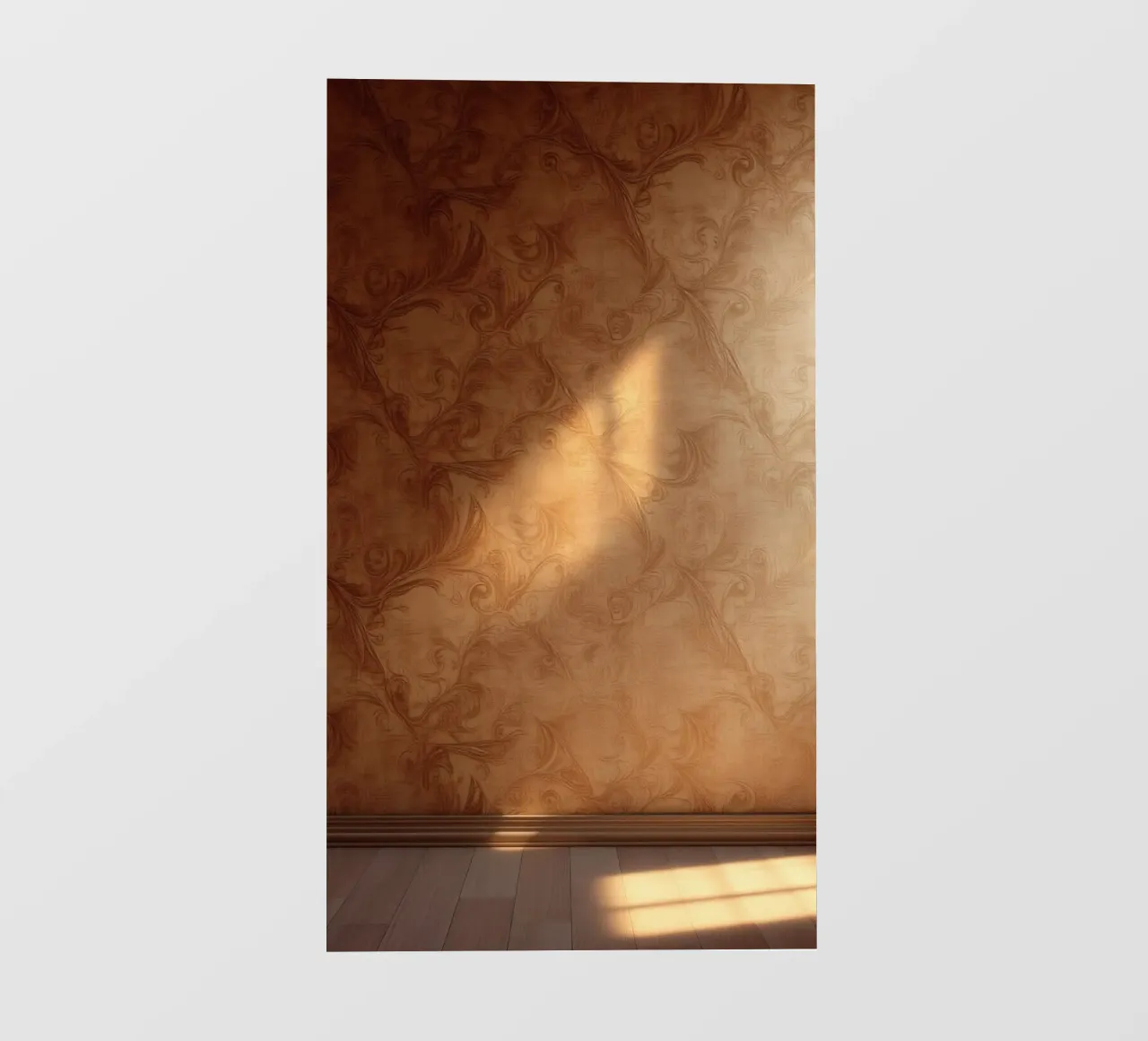 Elegantes abstraktes Wanddesign mit warmen Tönen und weichem Licht Fototapete von DesignDoodle