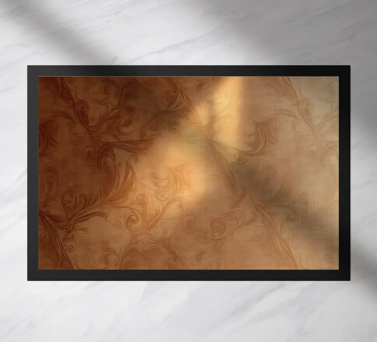 Design mural abstrait élégant avec des tons chauds et une lumière douce paillasson de DesignDoodle