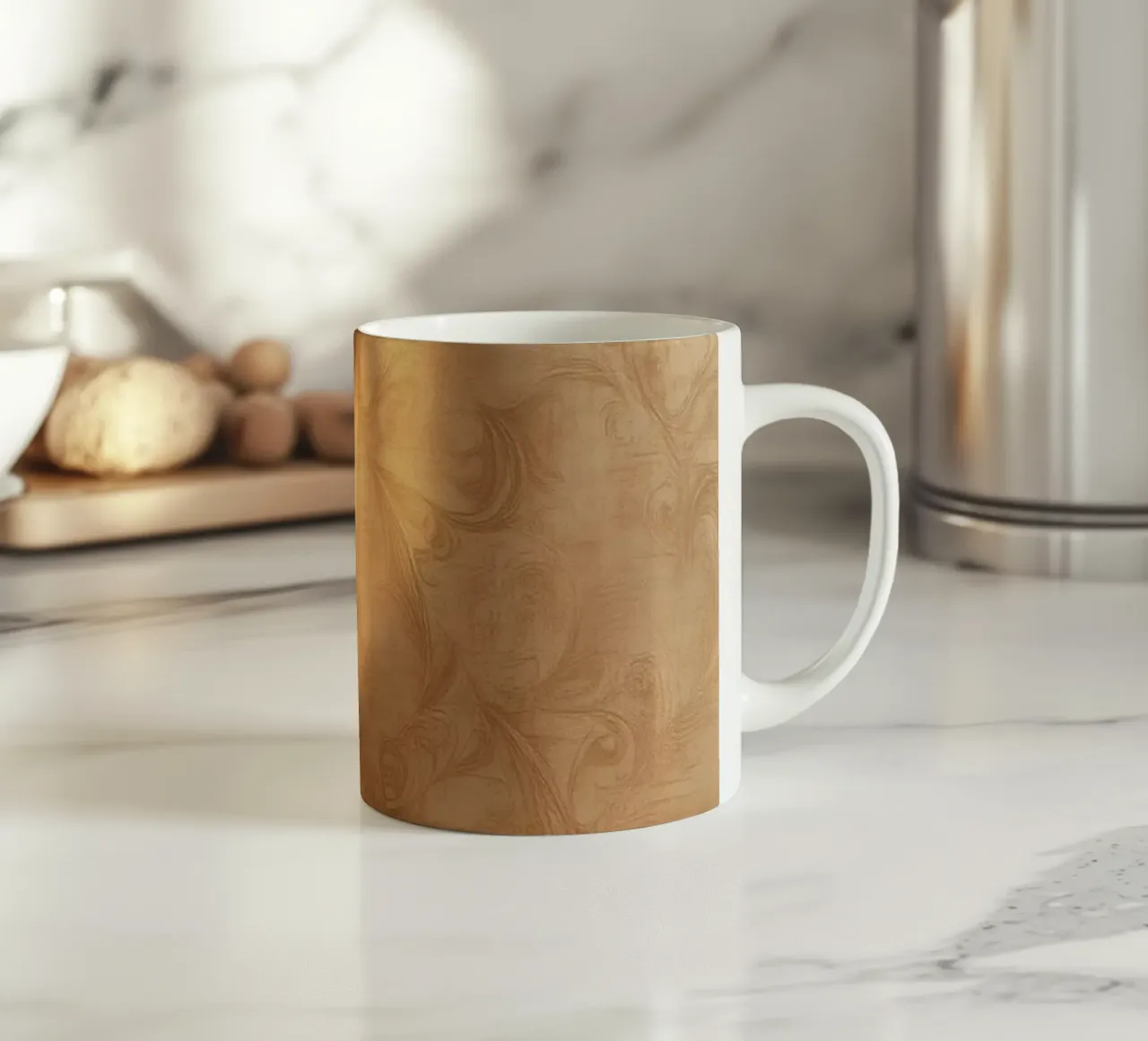 Design mural abstrait élégant avec des tons chauds et une lumière douce mug en céramique de DesignDoodle