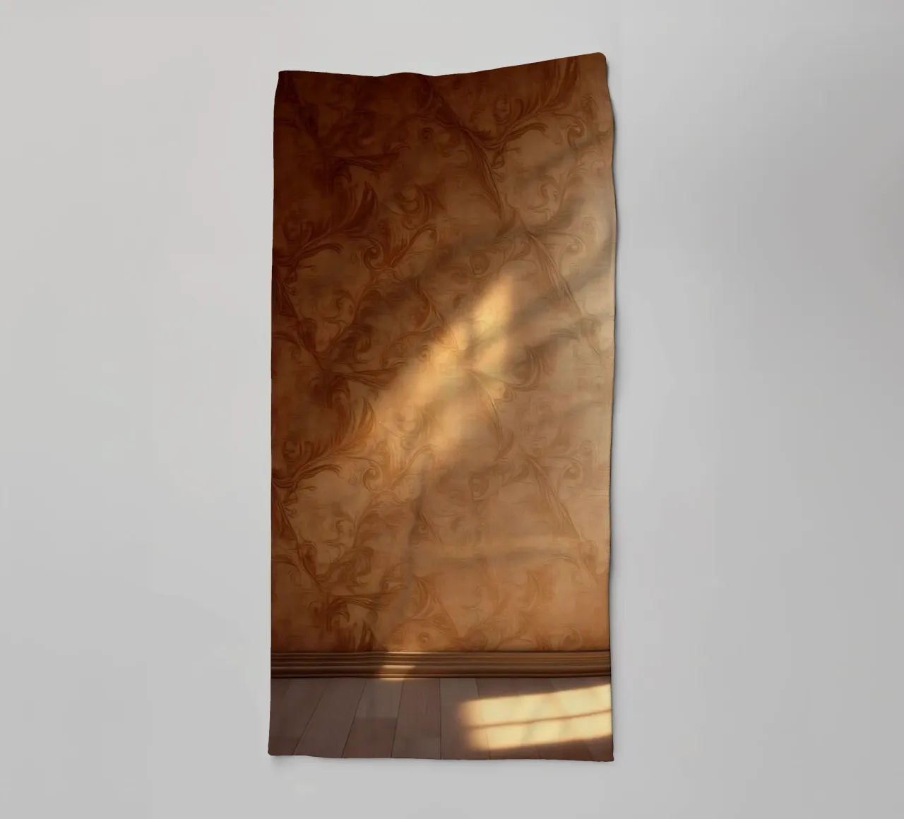 Design mural abstrait élégant avec des tons chauds et une lumière douce serviette de bain de DesignDoodle