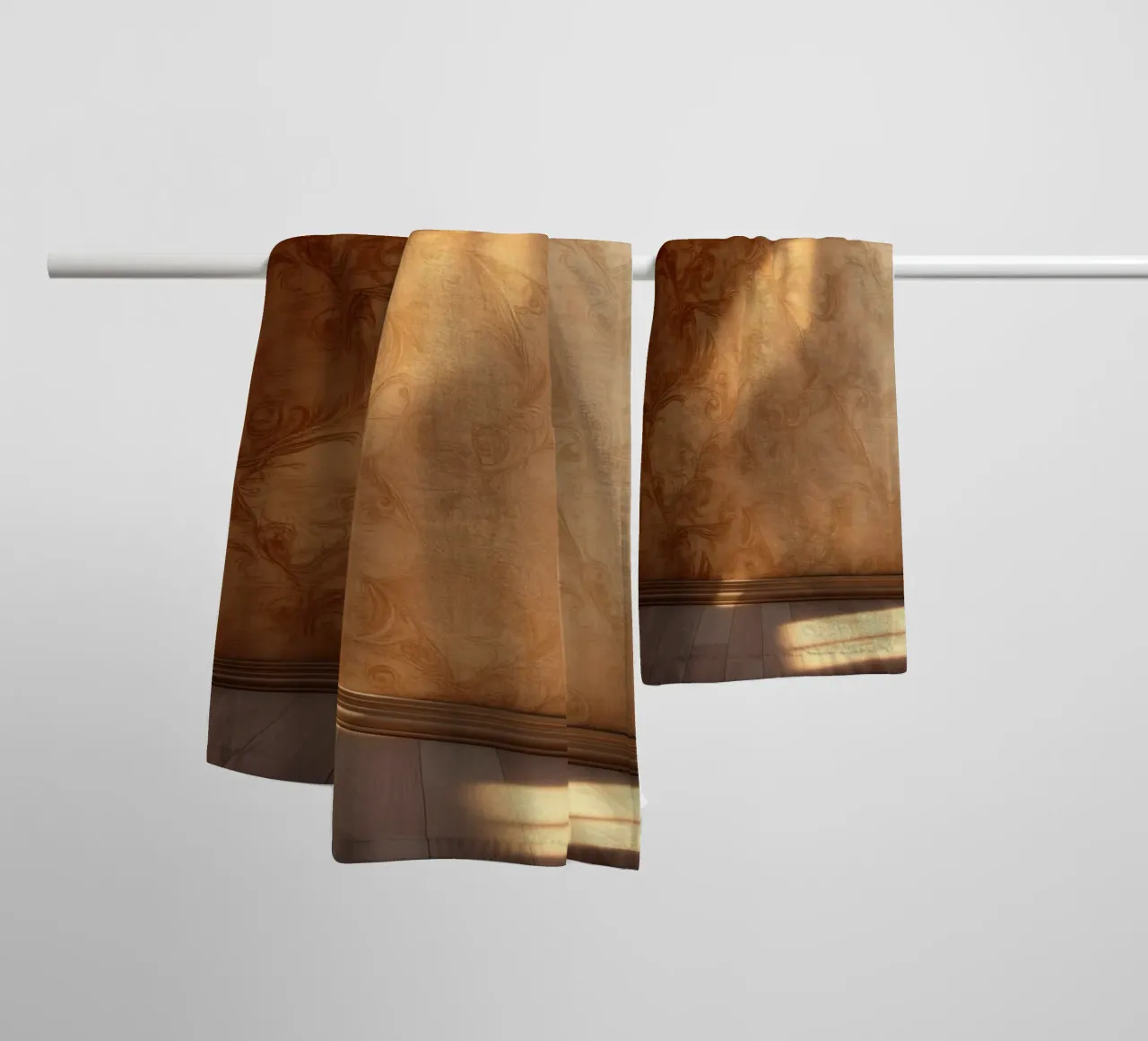 Design mural abstrait élégant avec des tons chauds et une lumière douce serviette de bain de DesignDoodle