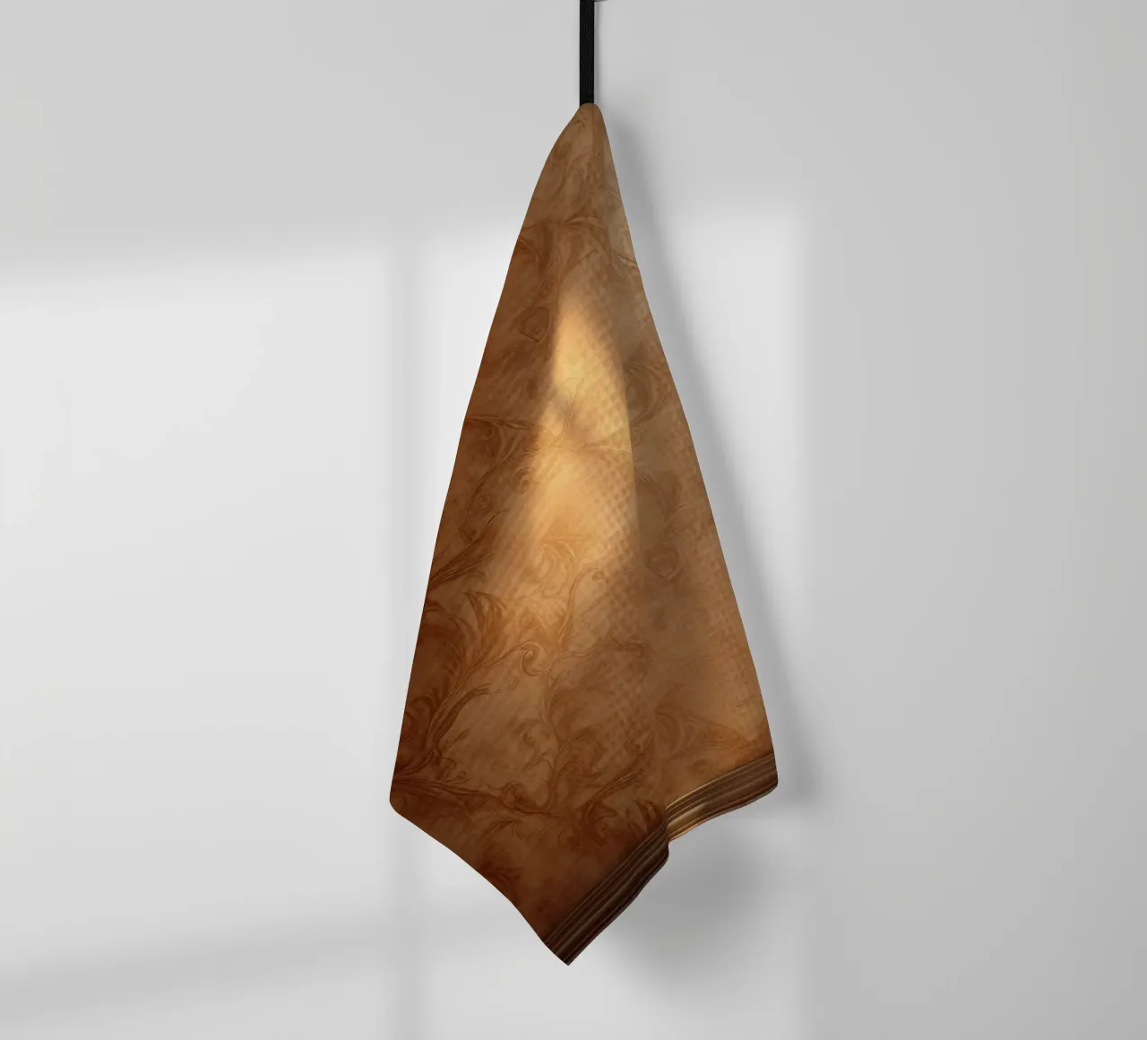 Elegant abstract wall design with warm tones and soft light tea towel by DesignDoodle