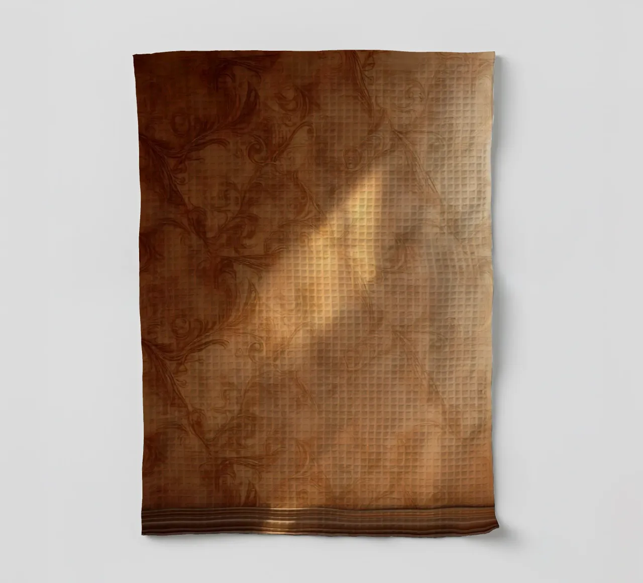 Elegant abstract wall design with warm tones and soft light tea towel by DesignDoodle