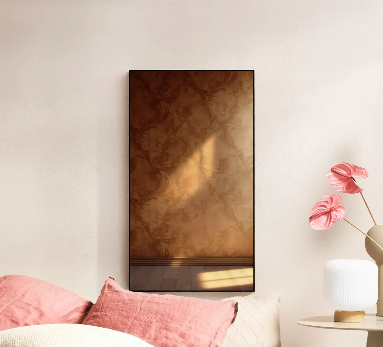 Design mural abstrait élégant avec des tons chauds et une lumière douce plexiglas de DesignDoodle