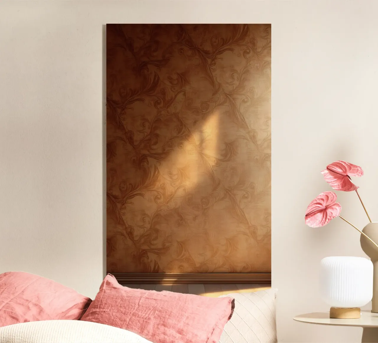 Design mural abstrait élégant avec des tons chauds et une lumière douce plexiglas de DesignDoodle