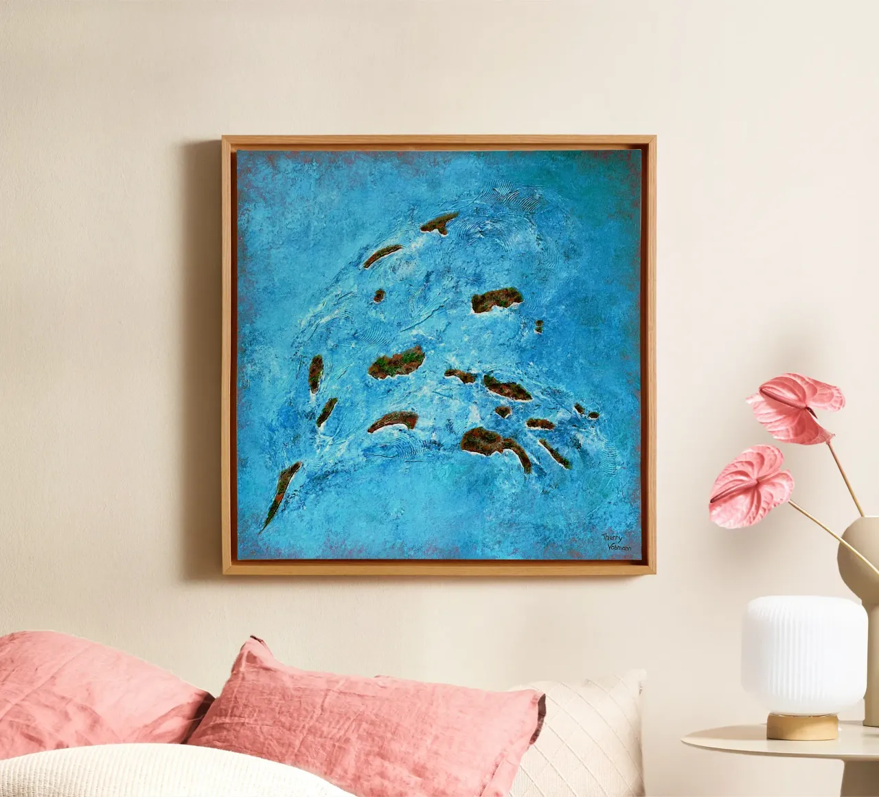 LIBERO COME UN UCCELLO tela con Cornice a cassetta da Thierry Vobmann Abstract painting