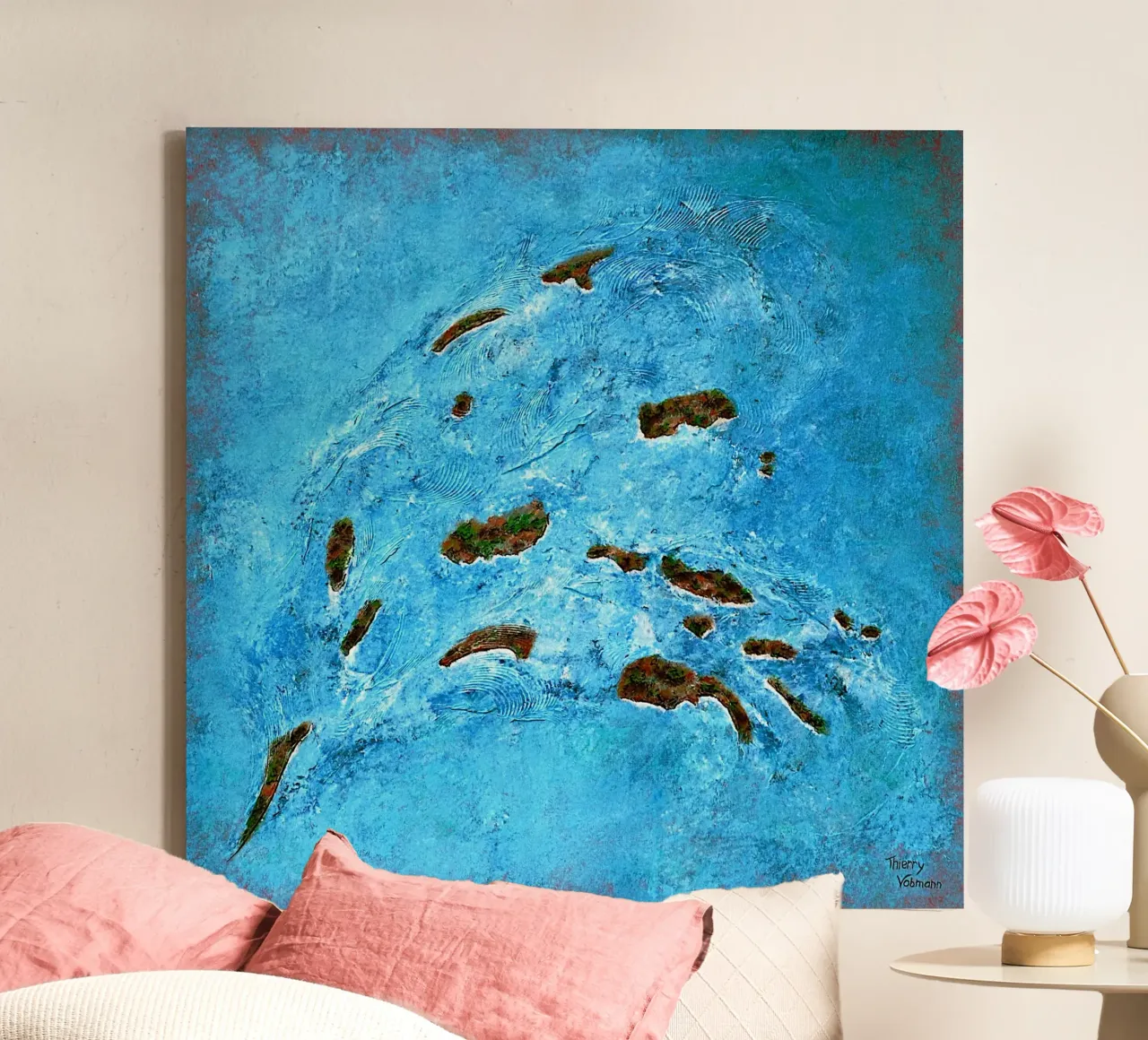 LIBERO COME UN UCCELLO tela con Cornice a cassetta da Thierry Vobmann Abstract painting