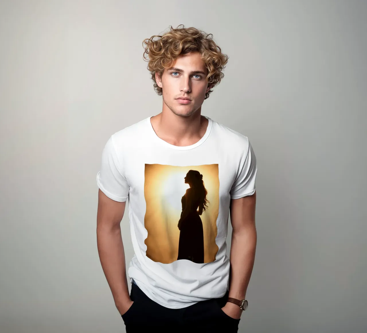 Silhouette élégante d'une femme dans une robe fluide t-shirt de DesignDoodle