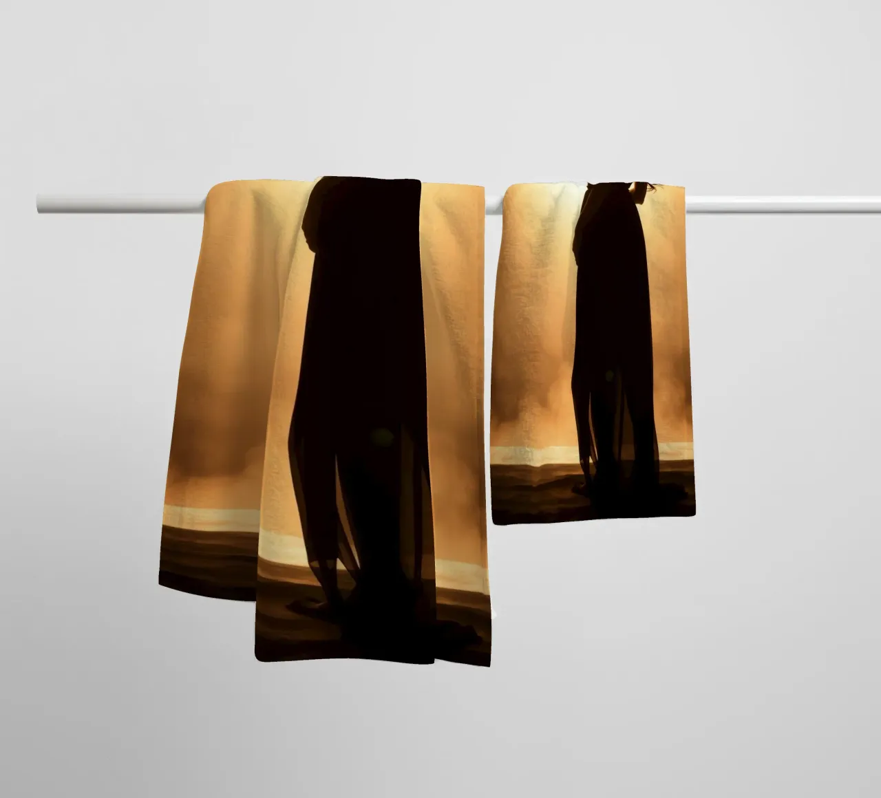 Silhouette élégante d'une femme dans une robe fluide serviette de bain de DesignDoodle