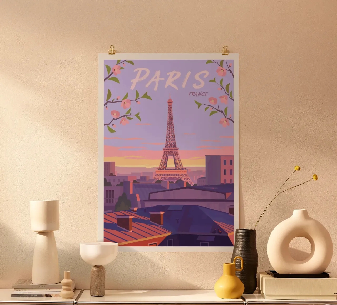 Parigi, Francia poster con telaio in legno da Wanderlust Vibes
