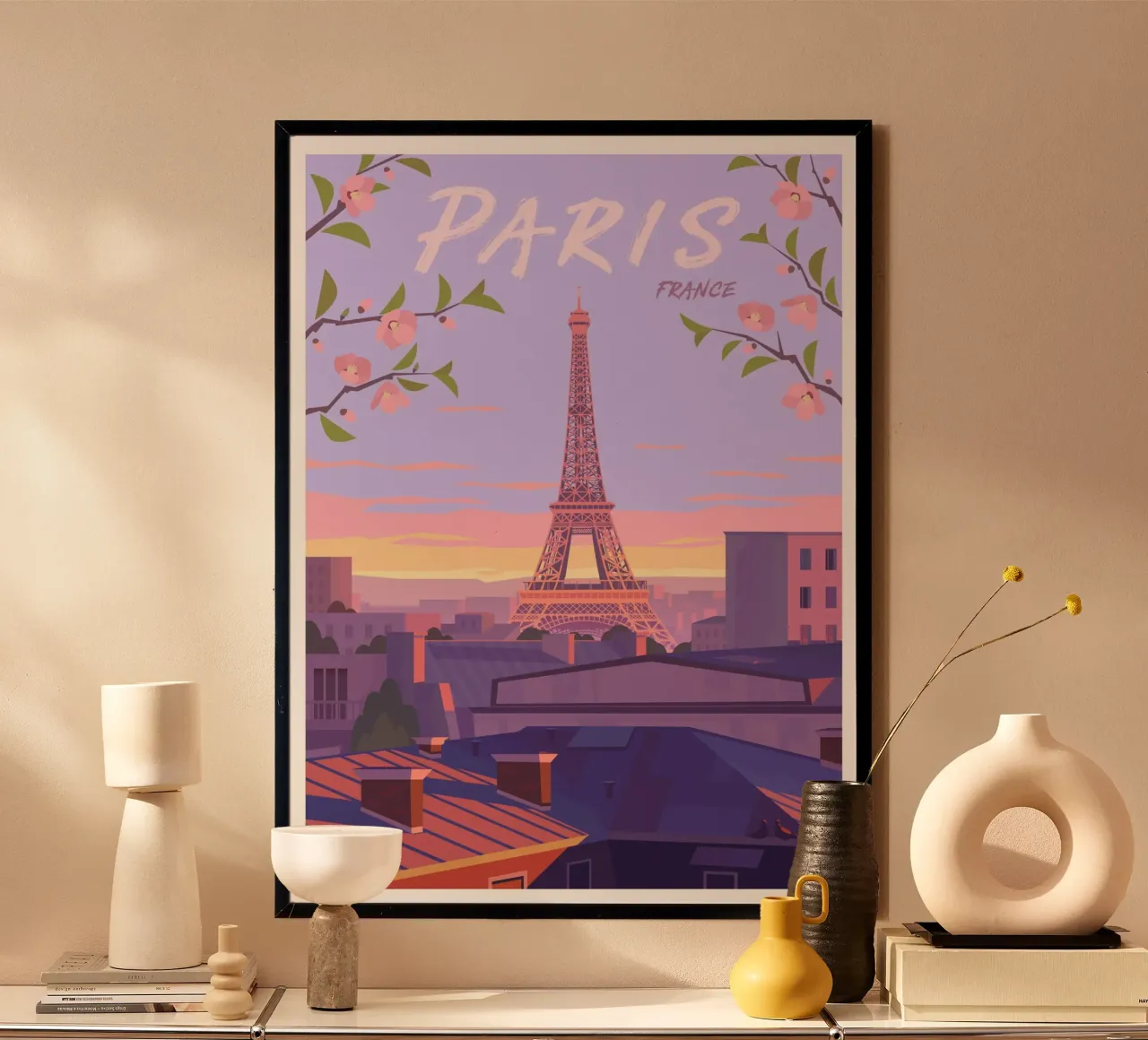 Parigi, Francia poster con telaio in legno da Wanderlust Vibes